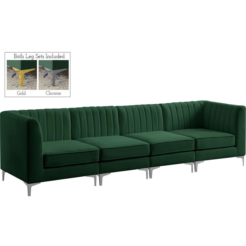 Pemberly Row Modern / Contemporary Green Velvet Modular Sectional