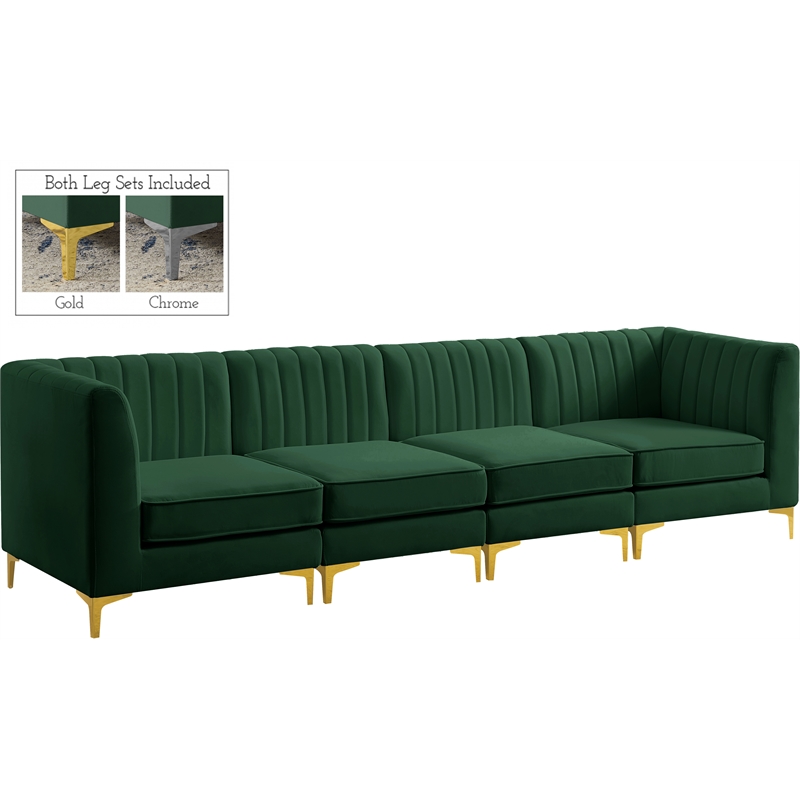 Pemberly Row Modern / Contemporary Green Velvet Modular Sectional