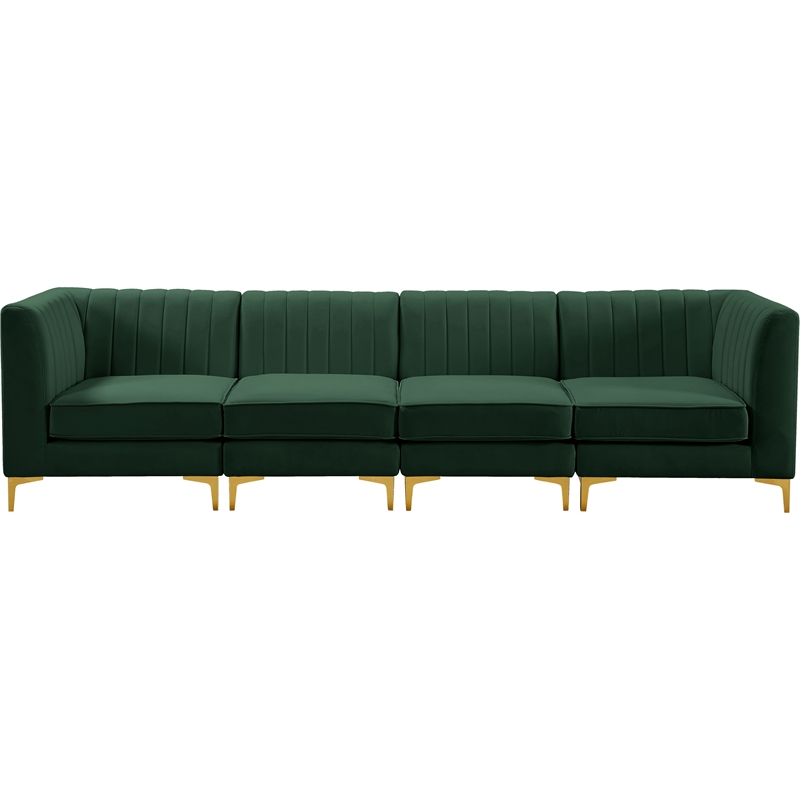 Pemberly Row Modern / Contemporary Green Velvet Modular Sectional