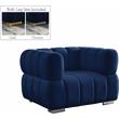 Pemberly Row Modern / Contemporary Deep Biscuit Tufting Navy Finish Velvet Chair