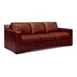 Pemberly Row Mid-Century Top Grain Leather Sofa in Russet Brown