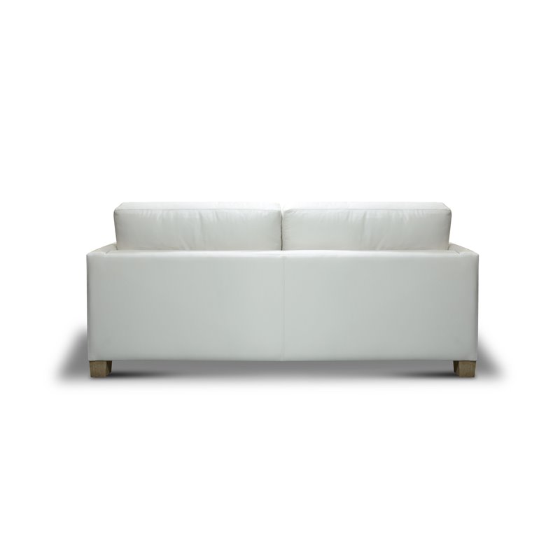 Pemberly Row Contemporary Top Grain Leather Loveseat in White