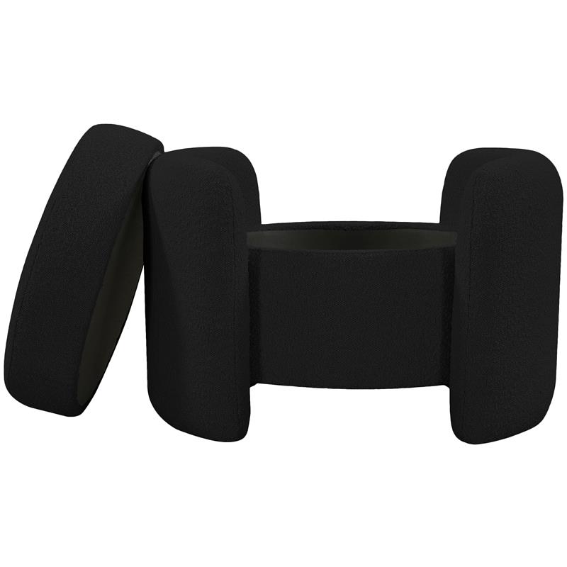 Pemberly Row Modern / Contemporary Black Boucle Fabric Ottoman