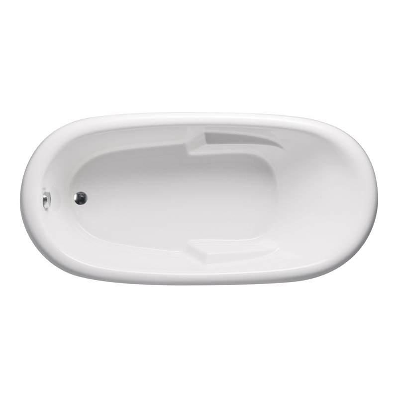 Pemberly Row Modern Oval Soaking Bathtub 72