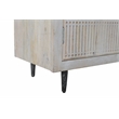 Pemberly Row 4 Door Media Cabinet Mango Wood Brushed Ivory Finish on Iron Base