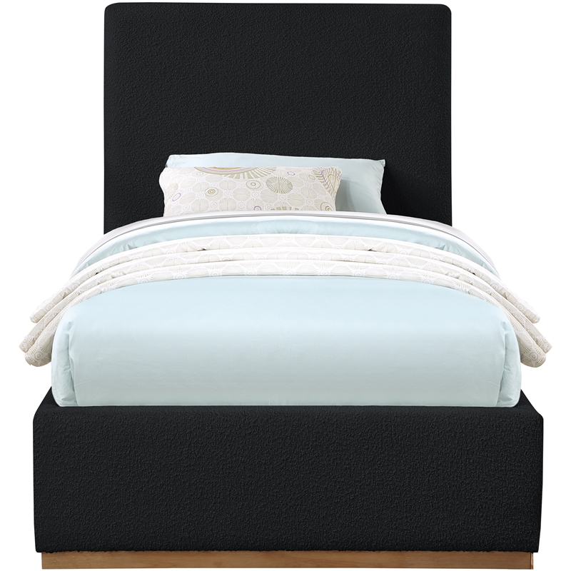 Pemberly Row Modern / Contemporary Black Finish Fabric Twin Bed