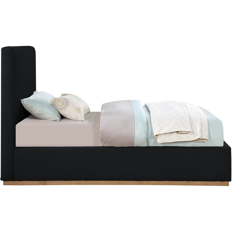 Pemberly Row Modern / Contemporary Black Finish Fabric Twin Bed