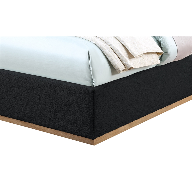 Pemberly Row Modern / Contemporary Black Finish Fabric Twin Bed