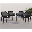 Pemberly Row Modern Black Outdoor Patio Dining Chair (Set of 4)