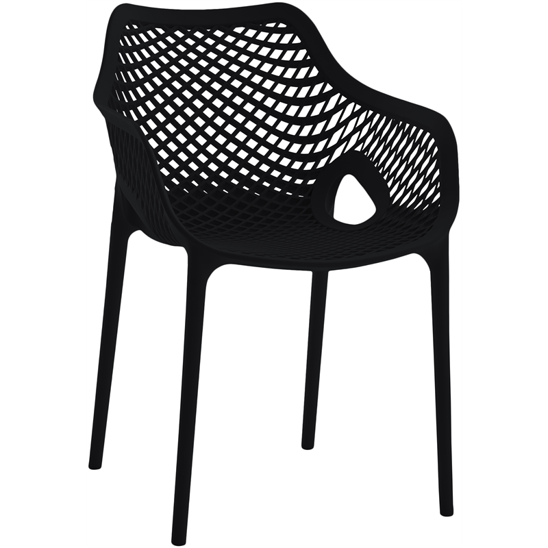 Pemberly Row Modern Black Outdoor Patio Dining Chair (Set of 4)
