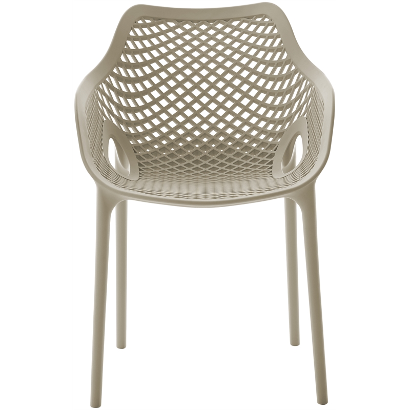 Pemberly Row Modern Taupe Outdoor Patio Dining Chair (Set of 4)
