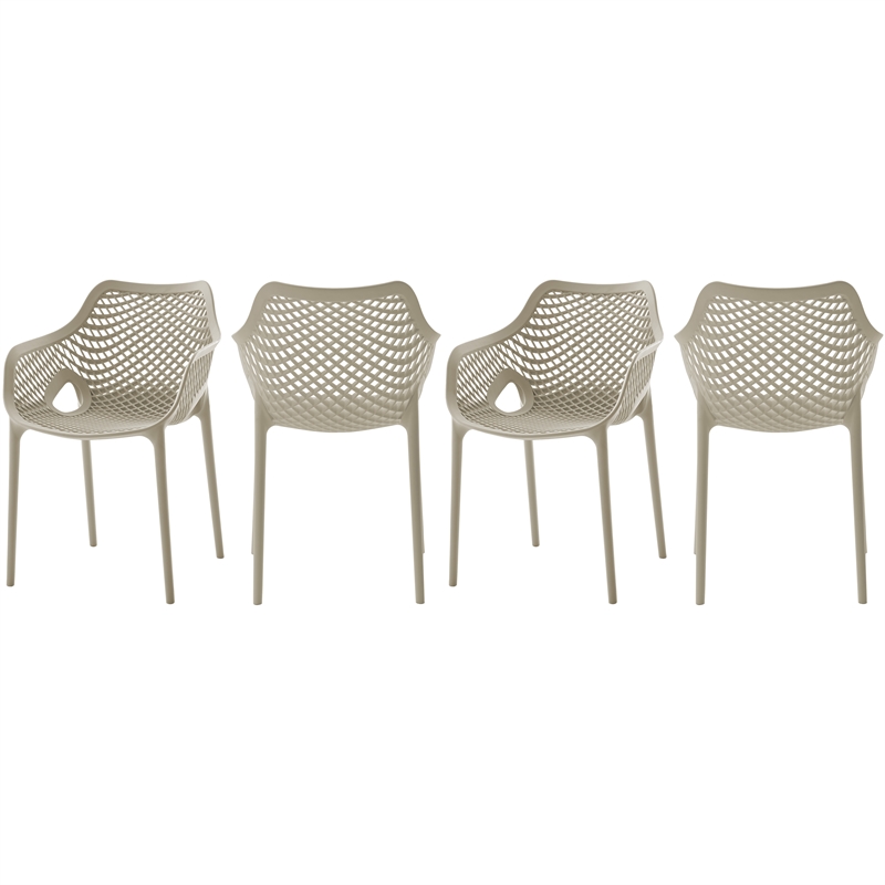 Pemberly Row Modern Taupe Outdoor Patio Dining Chair (Set of 4)