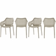Pemberly Row Modern Taupe Outdoor Patio Dining Chair (Set of 4)