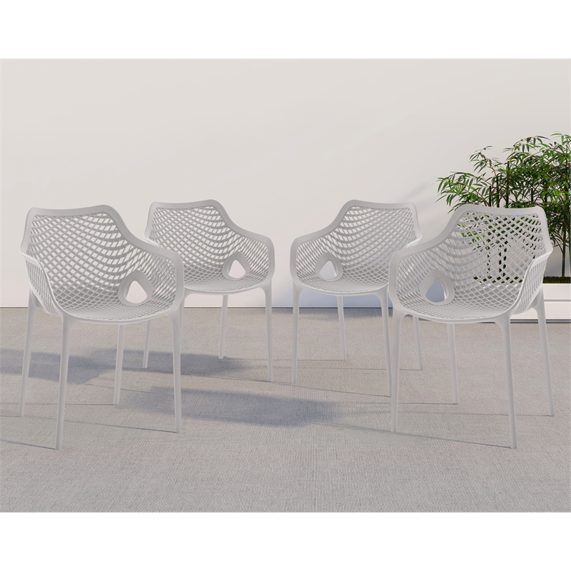 Pemberly Row Modern Gray Outdoor Patio Dining Chair (Set of 4)