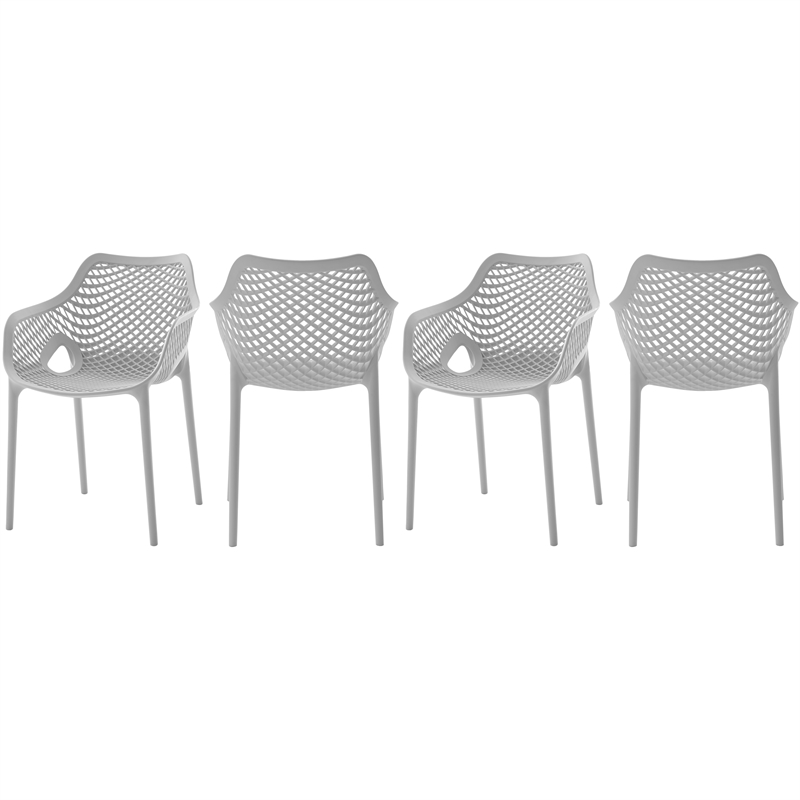 Pemberly Row Modern Gray Outdoor Patio Dining Chair (Set of 4)
