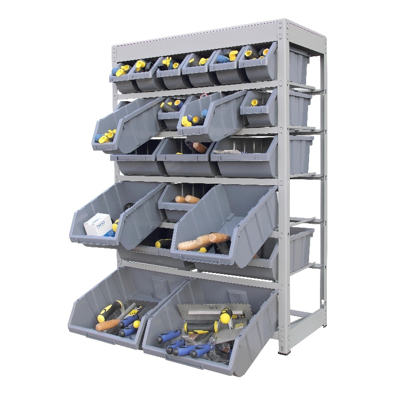 Pemberly Row 6-Tier Metal Organizer Shelving Rack with 22 Bins in Gray