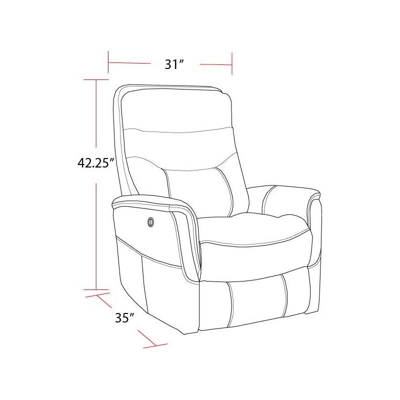 Pemberly Row Polyester/PU Power Swivel Glider Recliner in Flint Gray