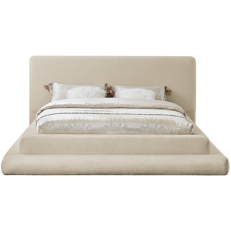 Pemberly Row Modern / Contemporary Beige Teddy Fabric King Bed