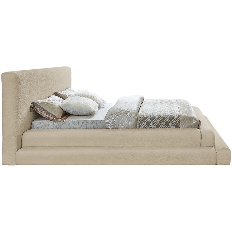Pemberly Row Modern / Contemporary Beige Teddy Fabric King Bed