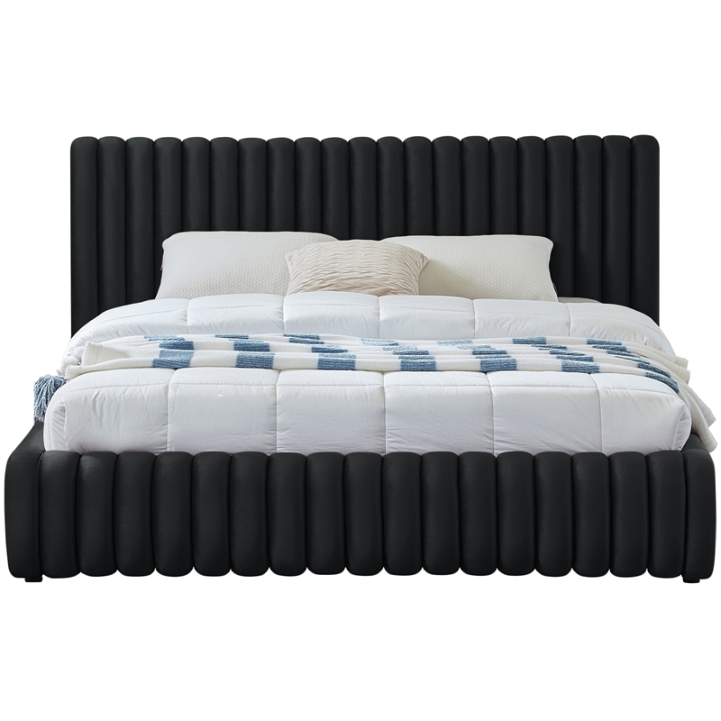 Pemberley Row Velvet Black King Bed Contemporary Deep Channel Tufting 89