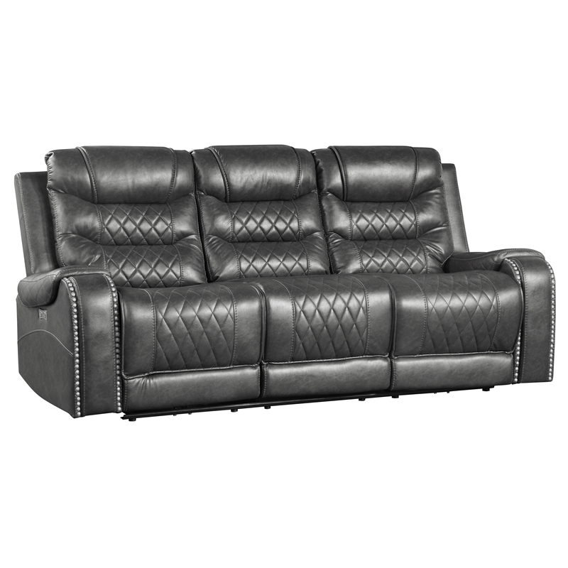 Pemberly Row 2-Piece Upholstered Power Reclining Sofa Set in Gray