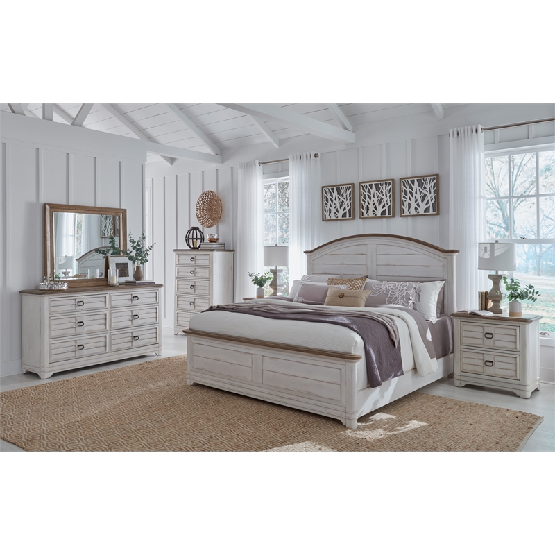 Pemberly Row White-Washed Wood Farmhouse Style Two Drawer Nightstand