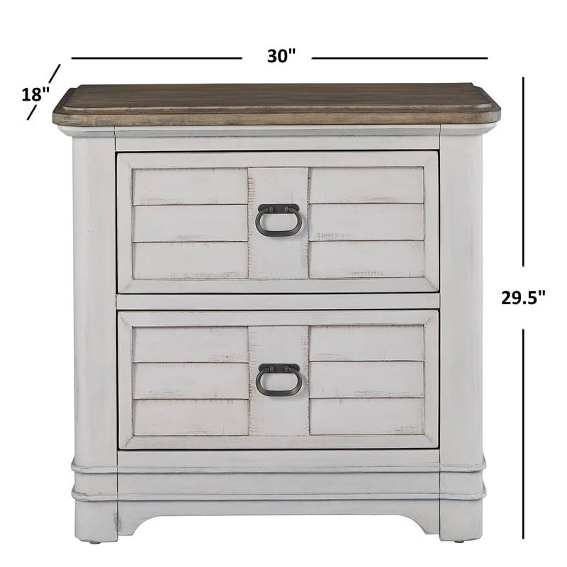 Pemberly Row White-Washed Wood Farmhouse Style Two Drawer Nightstand