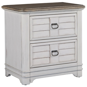 Pemberly Row White-Washed Wood Farmhouse Style Two Drawer Nightstand