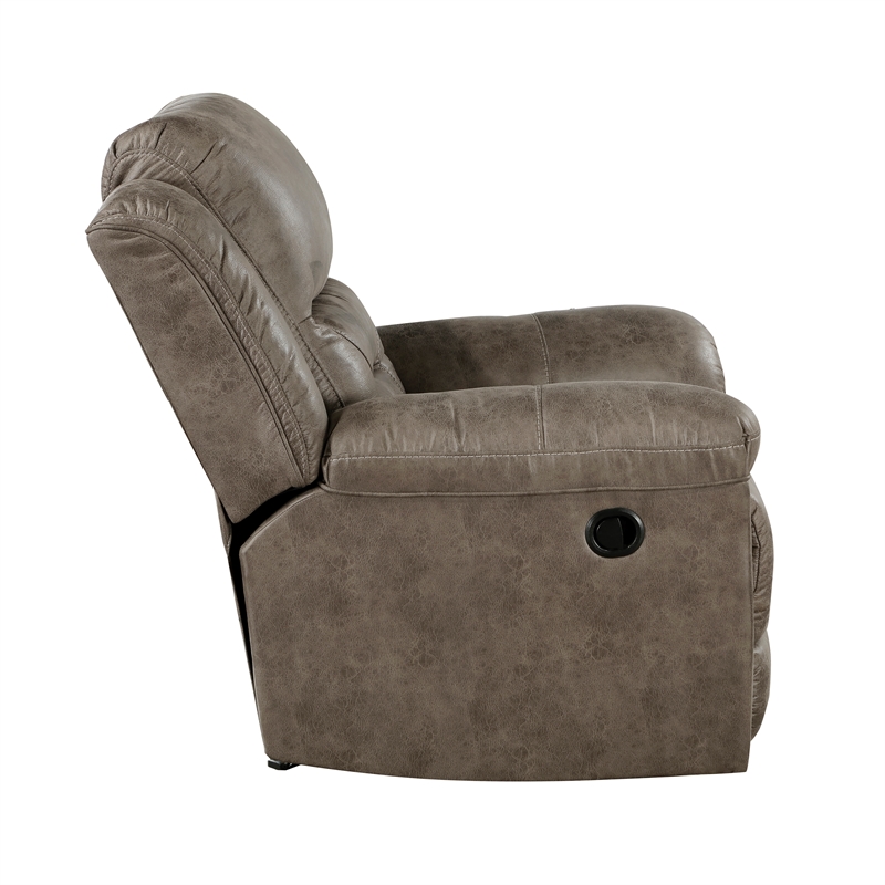 Pemberly Row Polished Microfiber Upholstered Rocker Reclining Chair in Brown