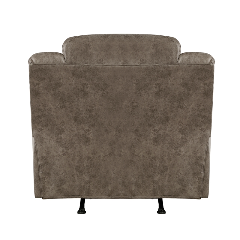 Pemberly Row Polished Microfiber Upholstered Rocker Reclining Chair in Brown