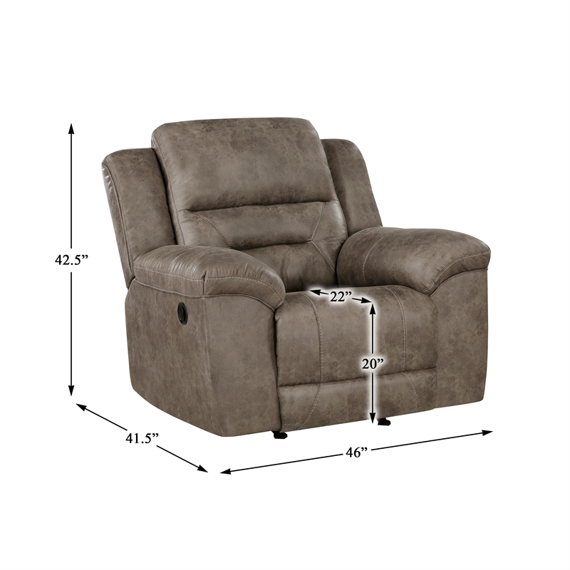 Pemberly Row Polished Microfiber Upholstered Rocker Reclining Chair in Brown