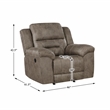 Pemberly Row Polished Microfiber Upholstered Rocker Reclining Chair in Brown