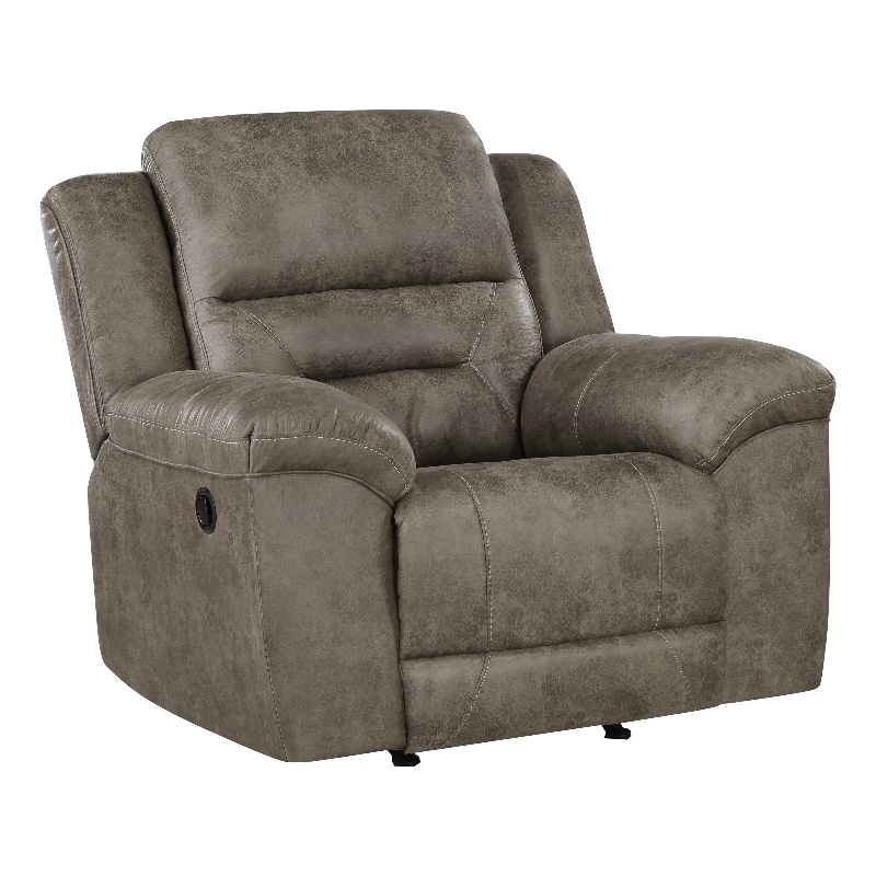 Pemberly Row Polished Microfiber Upholstered Rocker Reclining Chair in Brown