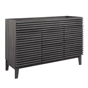 Pemberly Row 47&quot MDF and Particleboard Bathroom Vanity Cabinet in Charcoal