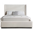 Pemberly Row Contemporary Beige Linen Textured Fabric King Bed