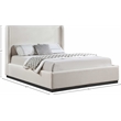 Pemberly Row Contemporary Beige Linen Textured Fabric King Bed