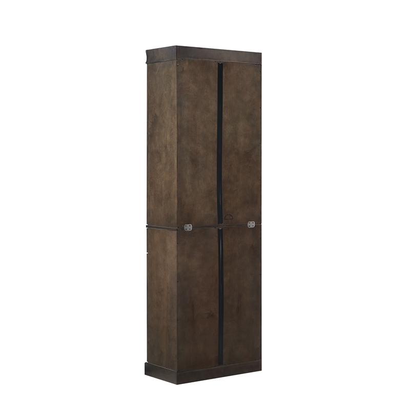 Pemberly Row Glass Door Wood Kitchen Storage Pantry in Coffee