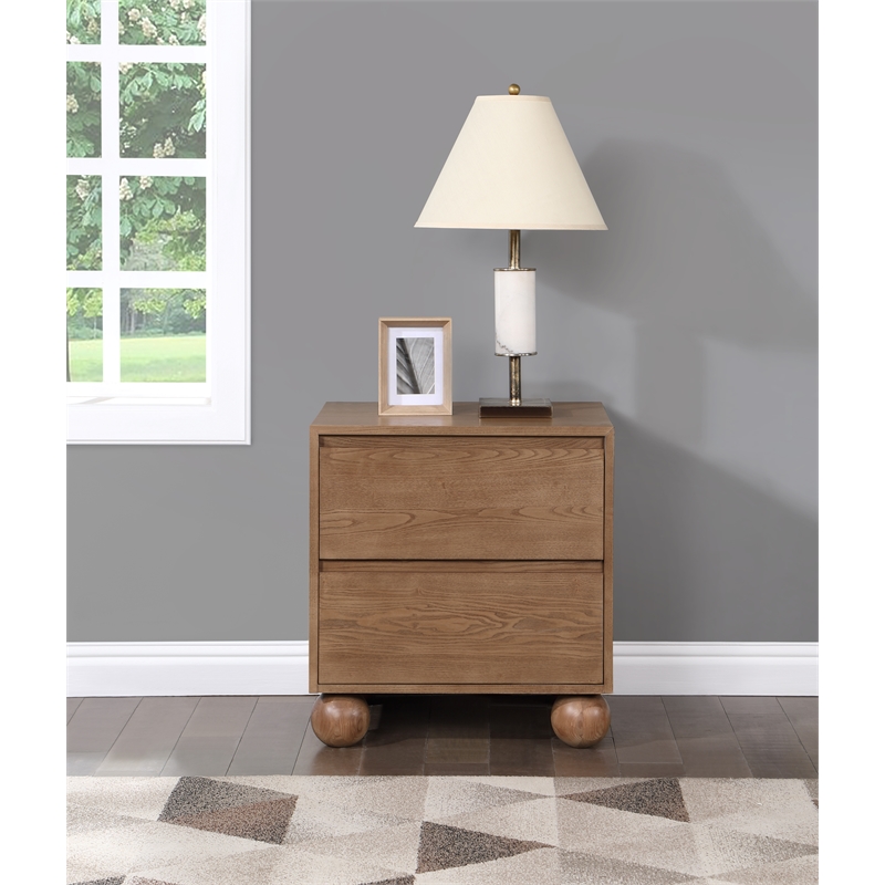Pemberley Row Solid Ash Wood Walnut Brown Night Stand Rectangular Natural Wood Grain Variation 21