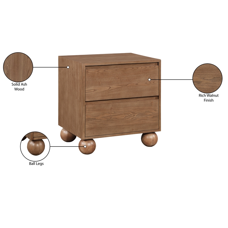 Pemberley Row Solid Ash Wood Walnut Brown Night Stand Rectangular Natural Wood Grain Variation 21