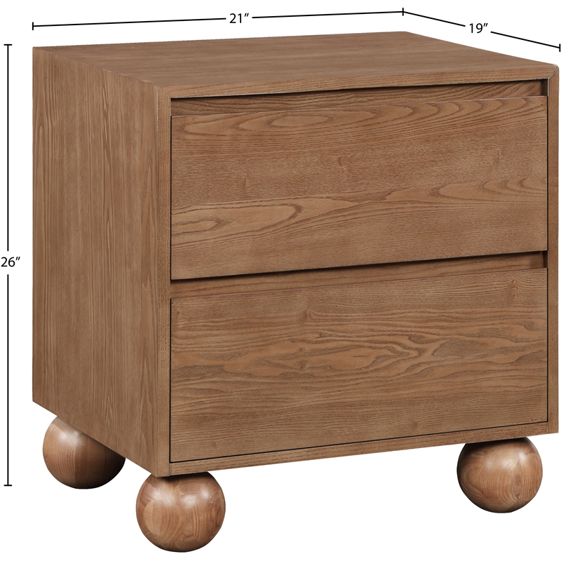 Pemberley Row Solid Ash Wood Walnut Brown Night Stand Rectangular Natural Wood Grain Variation 21
