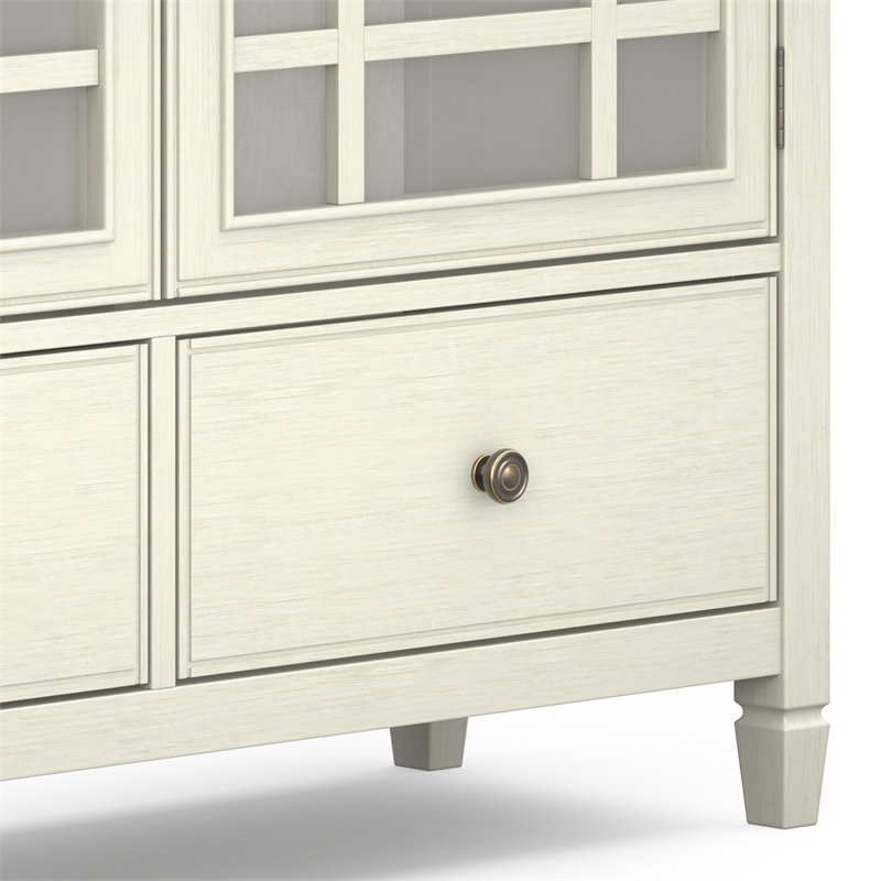 Pemberly Row Modern Solid Wood Storage Cabinet in Antique White