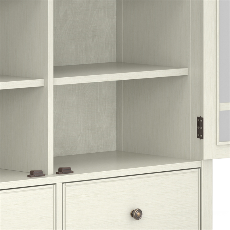 Pemberly Row Modern Solid Wood Storage Cabinet in Antique White