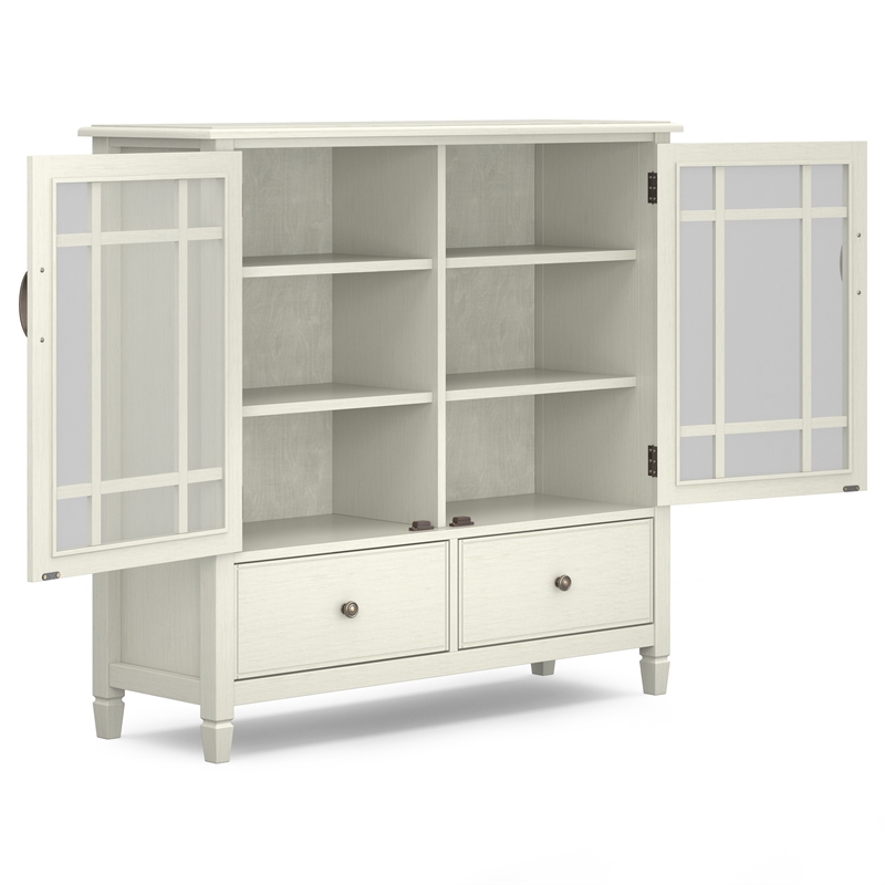 Pemberly Row Modern Solid Wood Storage Cabinet in Antique White