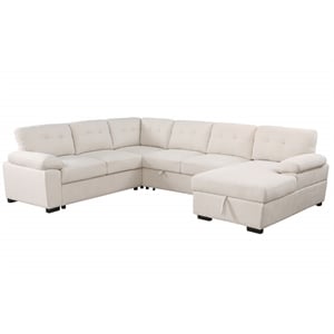 Pemberly Row U-Shaped Sleeper Sectional Sofa Pull Out Bed Storage Chaise Sofabed