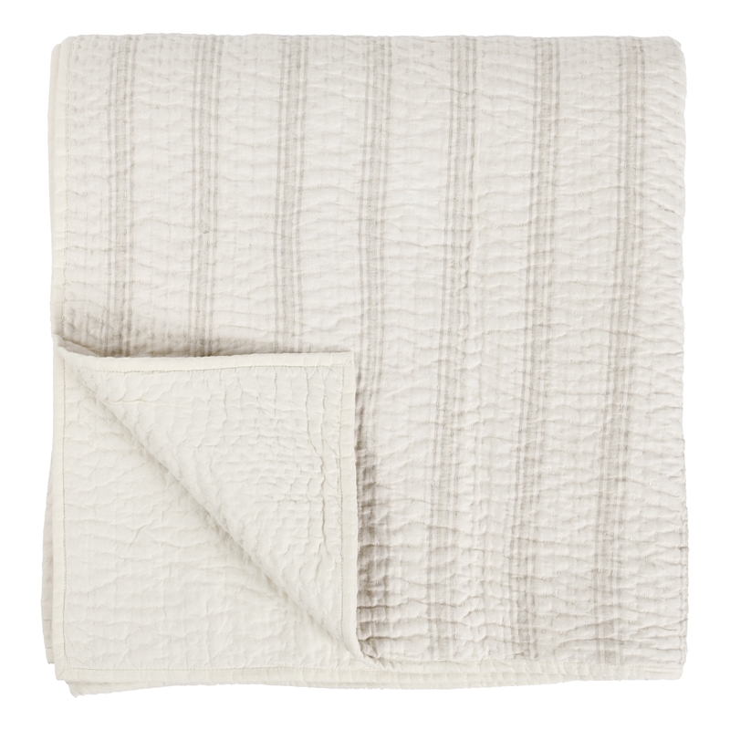 Pemberly Row Contemporary Cotton Linen Eggshell Beige King Quilt