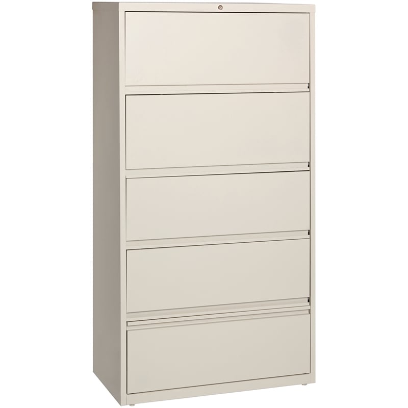 Pemberly Row 36-in Wide 5 Drawer Lateral Filing Cabinet. Roll-out Shelves. Beige