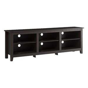 Pemberley Row MDF Espresso TV Stand Rectangular Adjustable Shelving 70&quot Unassembled