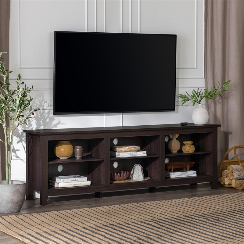 Pemberley Row MDF Espresso TV Stand Rectangular Adjustable Shelving 70