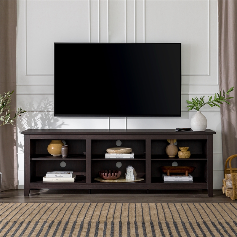 Pemberley Row MDF Espresso TV Stand Rectangular Adjustable Shelving 70