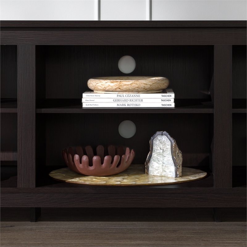 Pemberley Row MDF Espresso TV Stand Rectangular Adjustable Shelving 70